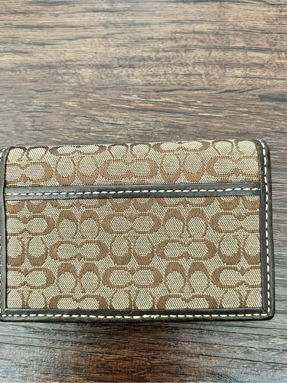 Coach Khaki/Chestnut Signature Canvas Trifold Card Case